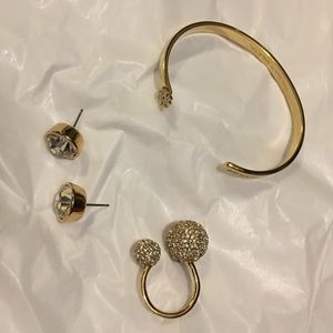 Kate Spade Bracelet, Ring, and Earring Set Gold
